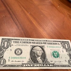 $1 Bill with Low Serial #